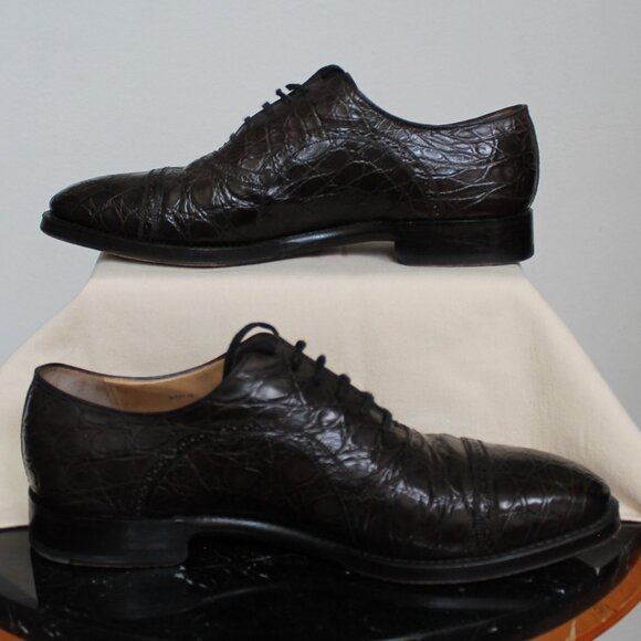 Bally Scribe genuine Alligator Men's dark brown lace ups US size 10 Switzerland - Picture 4 of 10